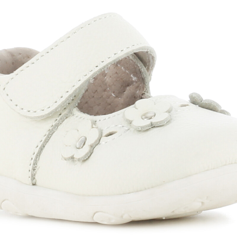 Zapatos de Niña MINI Miss Carol NEBULA con velcro y flores Blanco