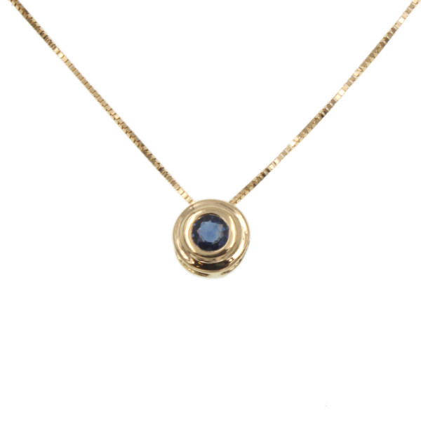 Colgante Zafiro doble virola con cadena de oro amarillo 18k Colgante Zafiro doble virola con cadena de oro amarillo 18k