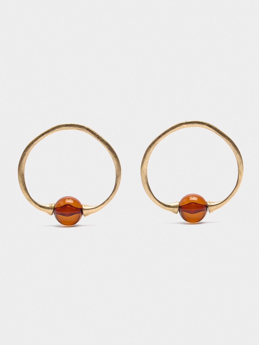Pendientes De Aro Con Esfera marron