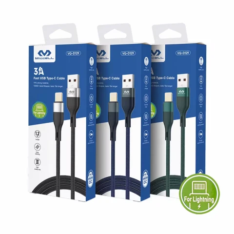 Cable USB a Lightning 1.2m Miccell reforzado carga ràpida Cable USB a Lightning 1.2m Miccell reforzado carga ràpida