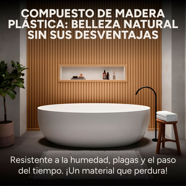 Revestimiento Wpc Simil Madera Wall Panel Lambrin 2.90x16.7 Marrón Madera 3