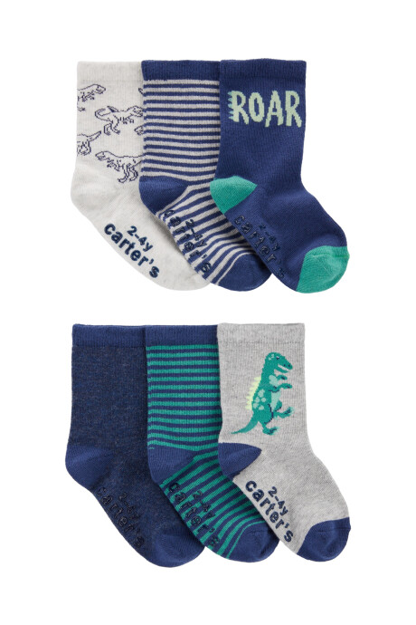 Pack seis pares de medias de algodón, diseño dino Pack seis pares de medias de algodón, diseño dino