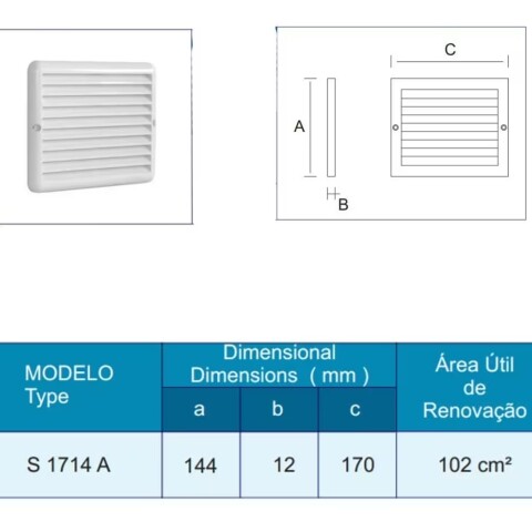 Rejilla de ventilación 17x14cm Sicflux Rejilla De Ventilación 17x14cm Sicflux