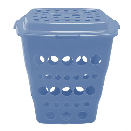 Cesto Canasto Ropa Calado Plástico con Tapa Paramount 55Lt Celeste