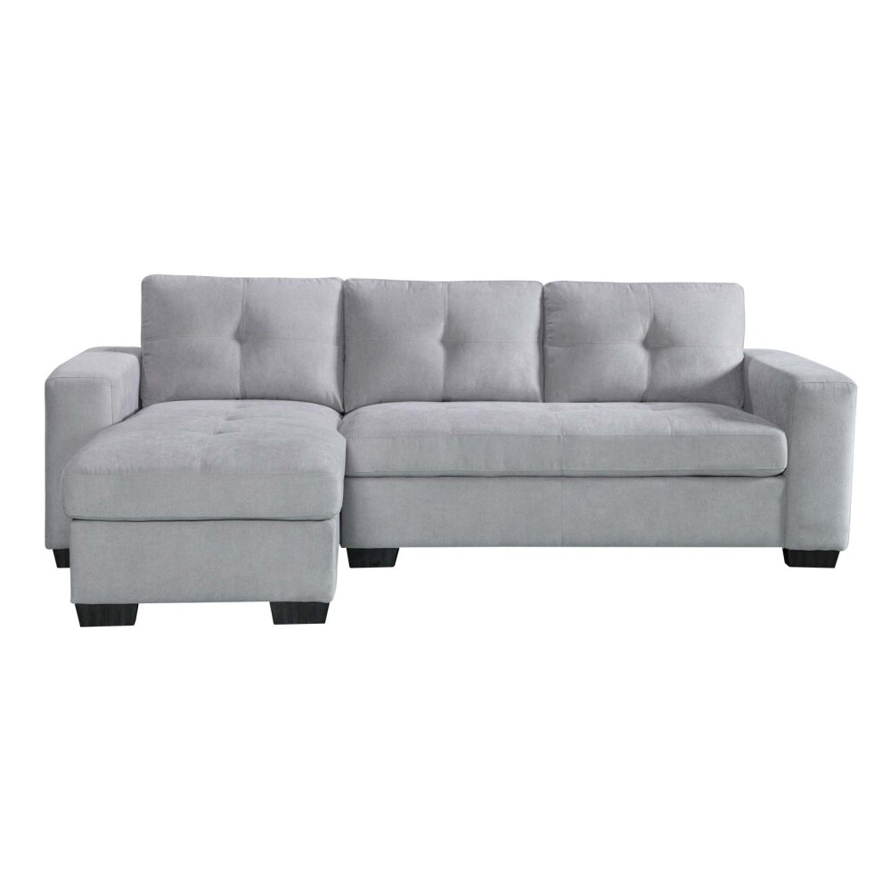 SOFÁ C/CHAISE MÁS DE 4 CUERPOS TELA GRIS DETROIT