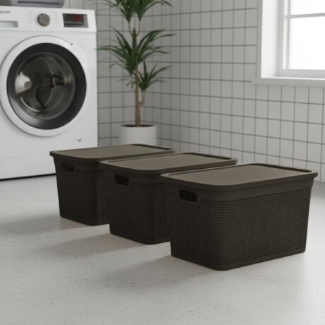 Set x3 Caja simil ratán 25 lts CHOCOLATE