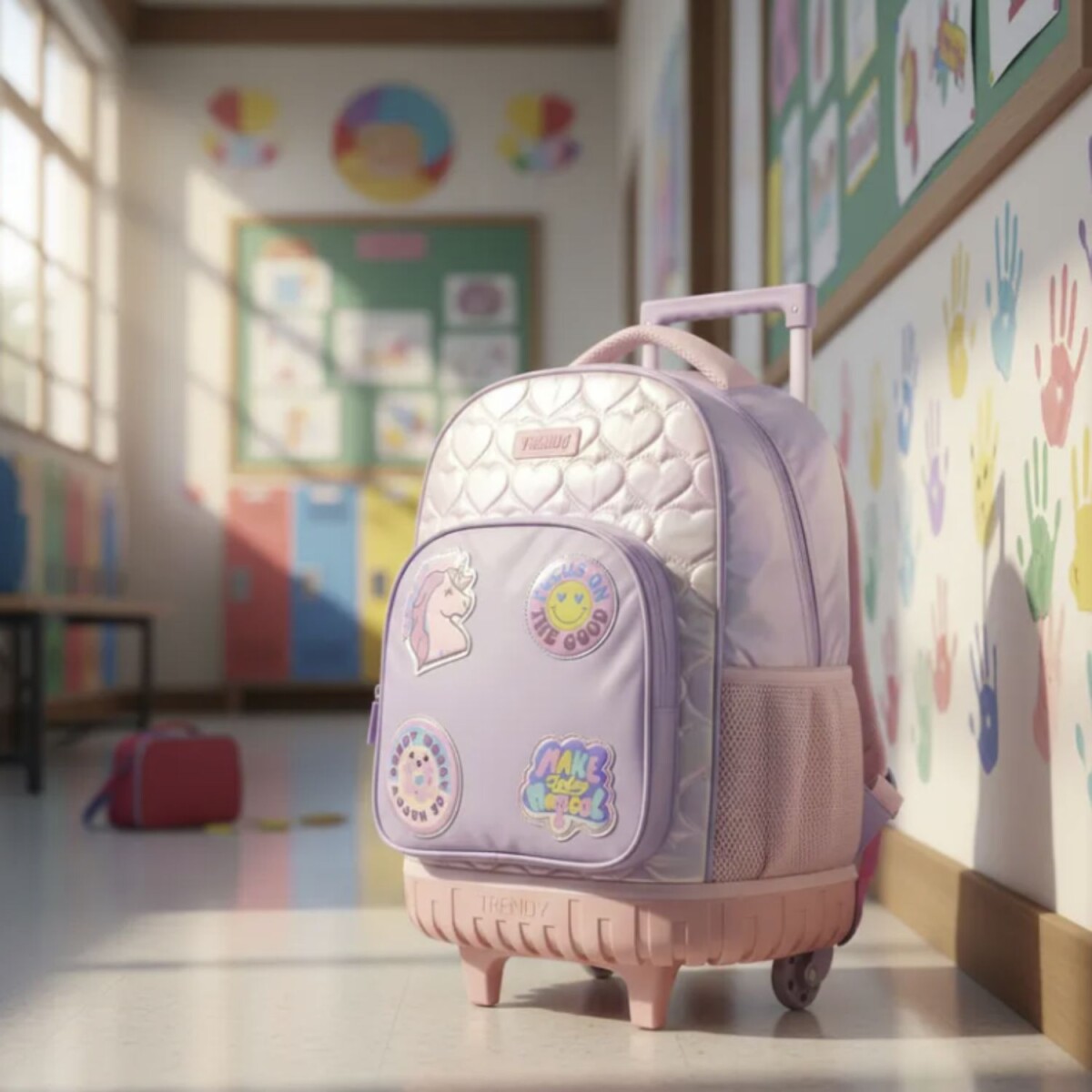 Mochila Trendy con Carro Pins Rosada 