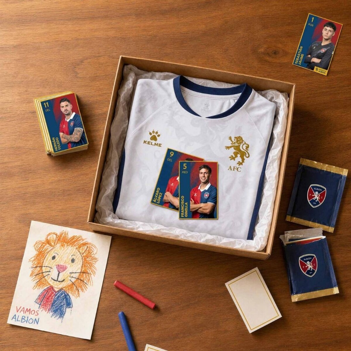 Camiseta Away Junior 25/26 + Pack de figuritas Albion FC 