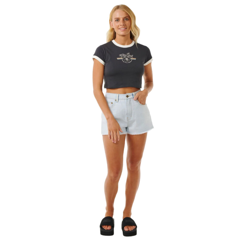 Remera Rip Curl Archive Ringer Baby Tee - Negro Remera Rip Curl Archive Ringer Baby Tee - Negro