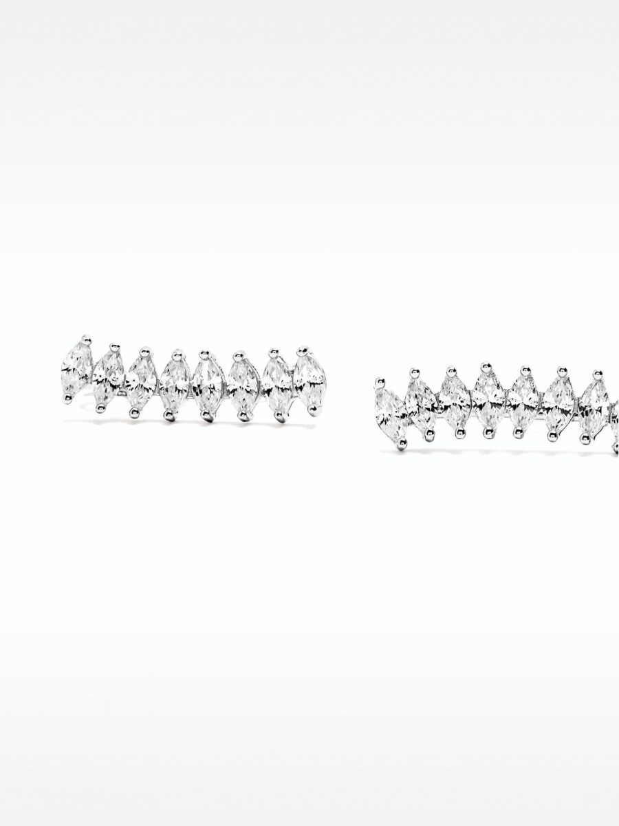 Pendientes De Hojas Con Circonitas - Plata De Ley 925 plateado