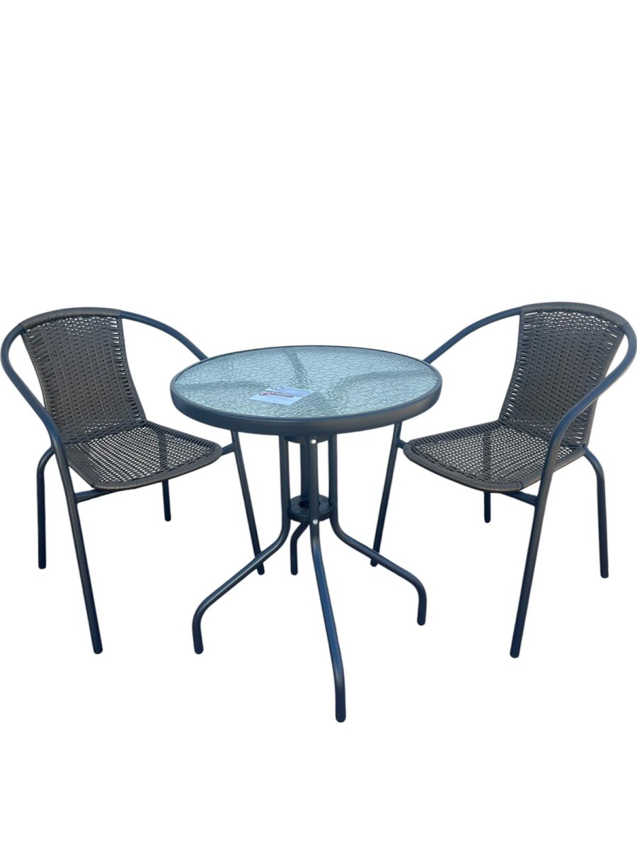 SET DE PATIO RATTAN 2 SILLAS 1 MESA 60 CM 