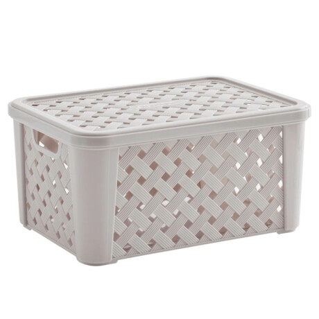 Caja Canasto Organizador Rattan c/ Tapa Paramount 35x25x17Cm Crema