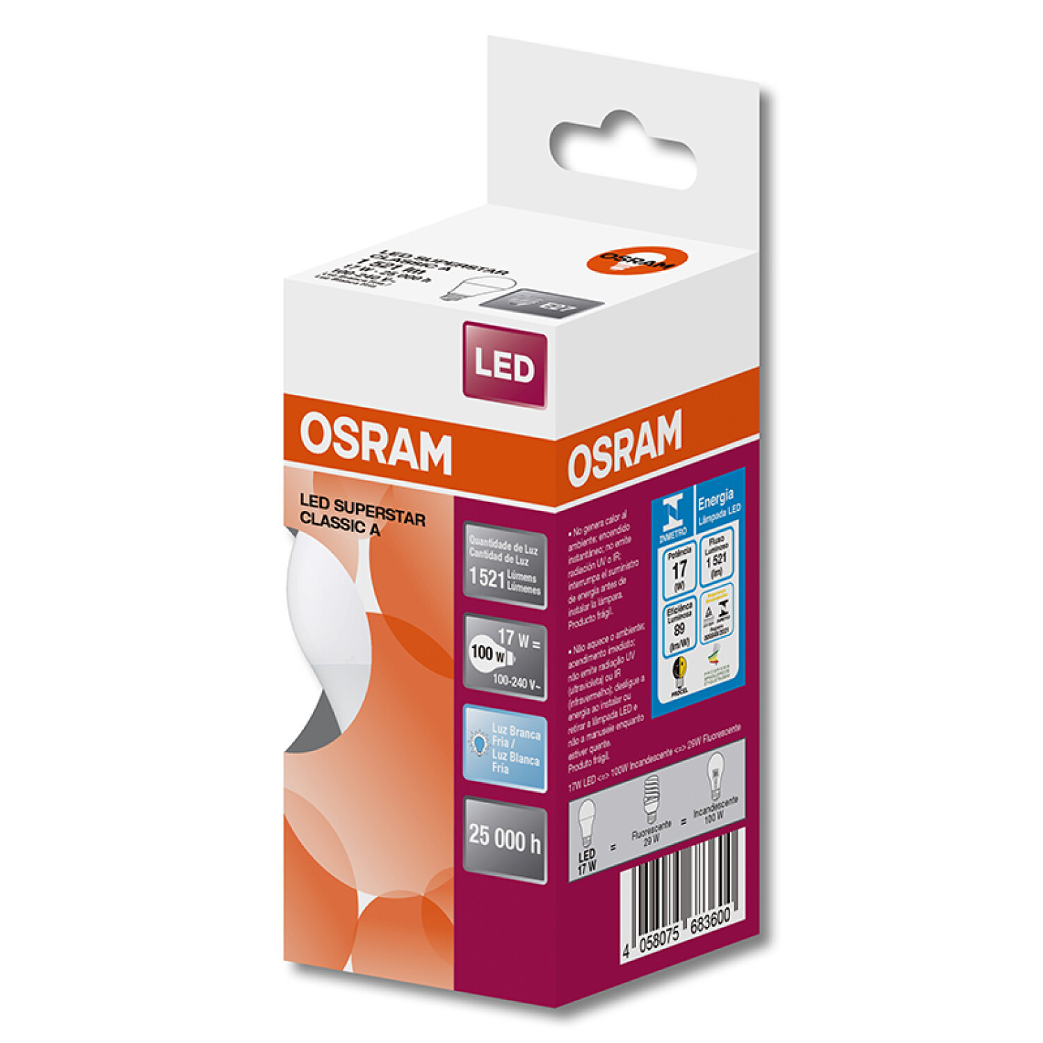 Lámpara LED E27 17W Luz Fría OSRAM — Serlux