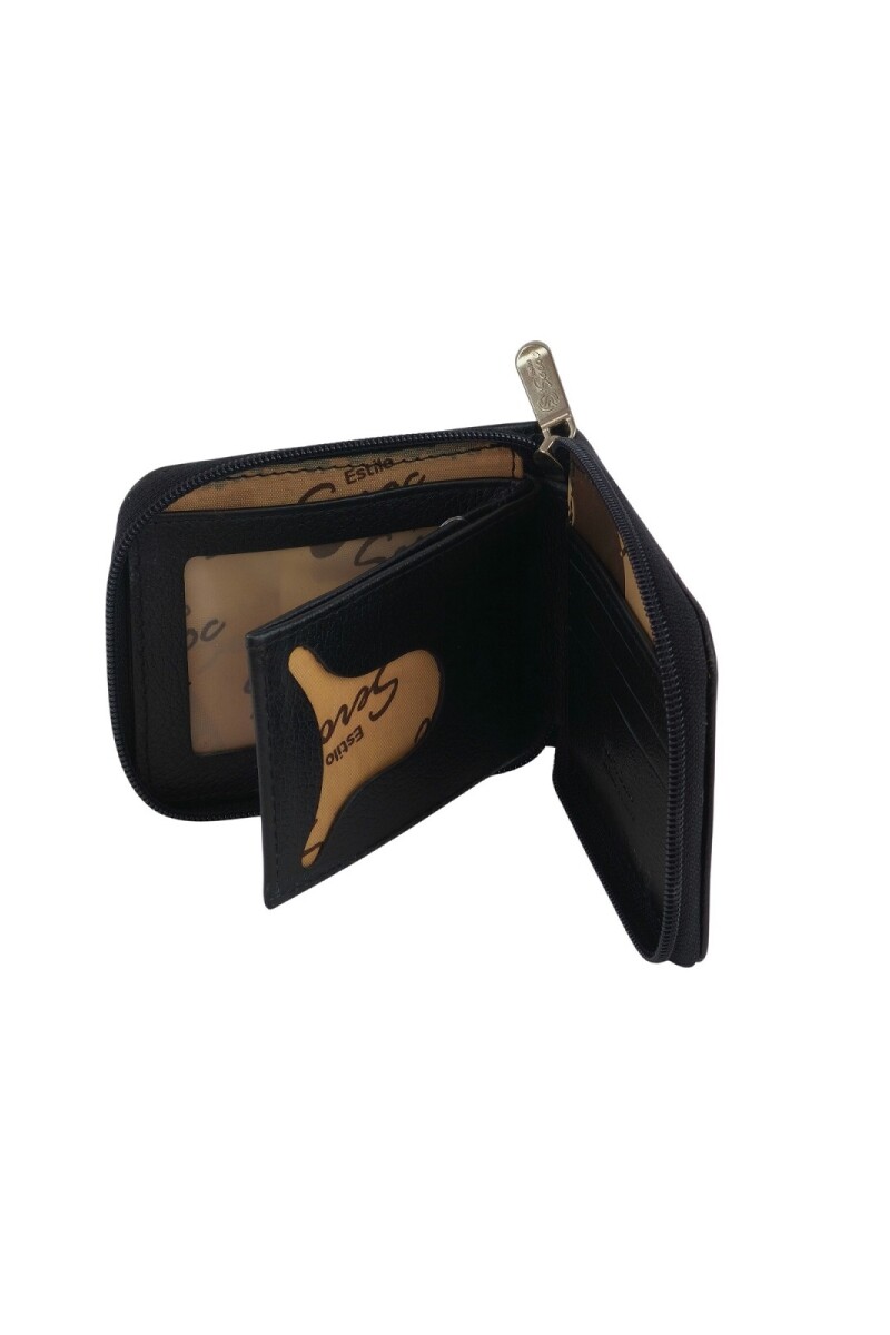 Billetera con cierre en cuero Negro