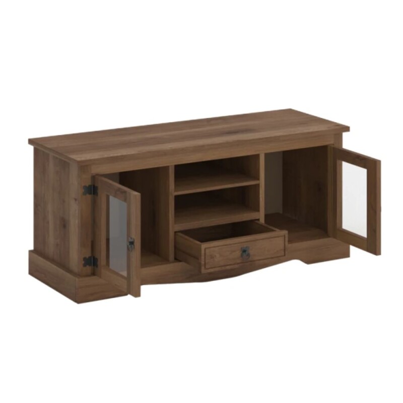 Rack 2 Puertas Vidrio Línea Mexicana Nogal Rack 2 Puertas Vidrio Línea Mexicana Nogal