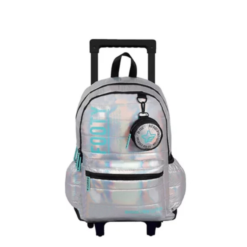 Mochila Footy Big Sport 18" CARRO con monedero Plateado