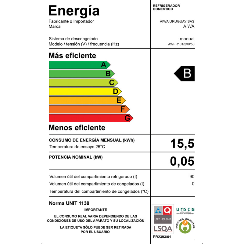 Frigobar AIWA 90L Frío Húmedo | AWFR101 Frigobar AIWA 90L Frío Húmedo | AWFR101