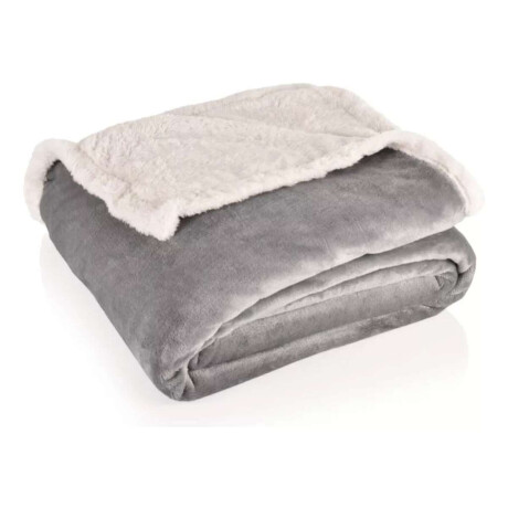 Frazada Reversible Queen Polar Corderito Microfibra 200x220 Gris oscuro