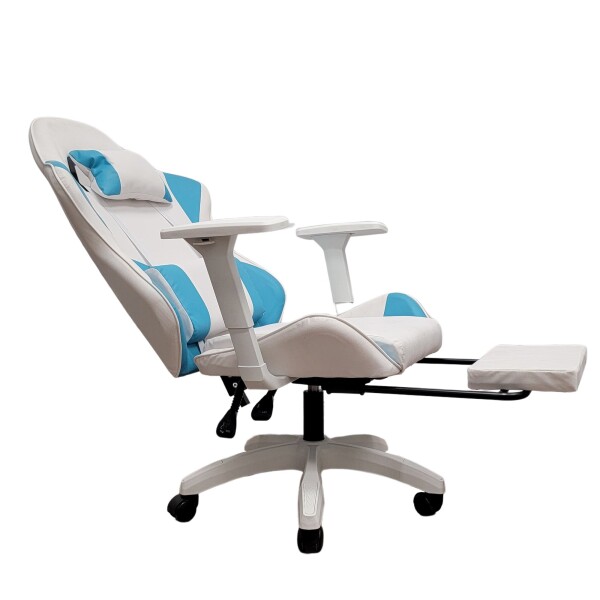 Silla Gamer Reclinable Reforzada Apoyapies Comoda Premium Ax Variante Color Celeste