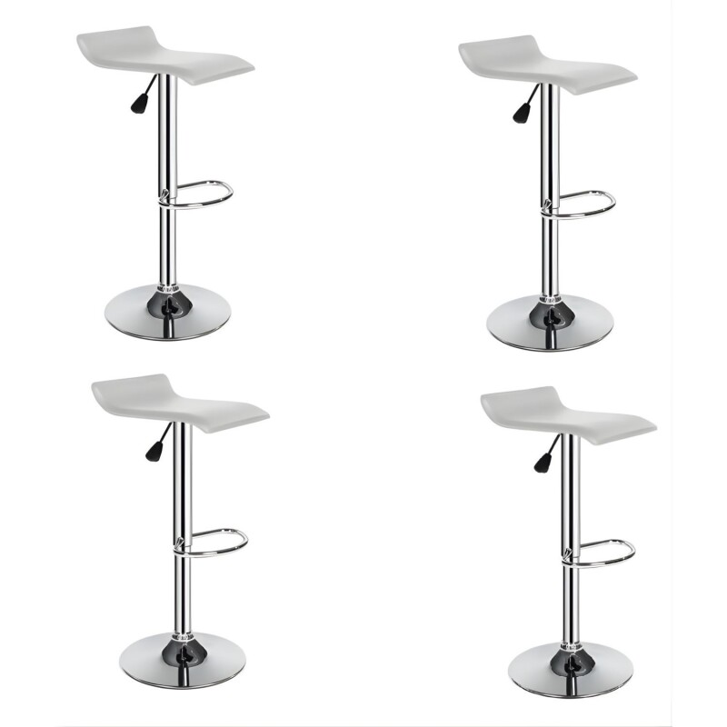Taburete Kira Pack 4 unidades Rectangular Para Bar Diseño Moderno Blanco