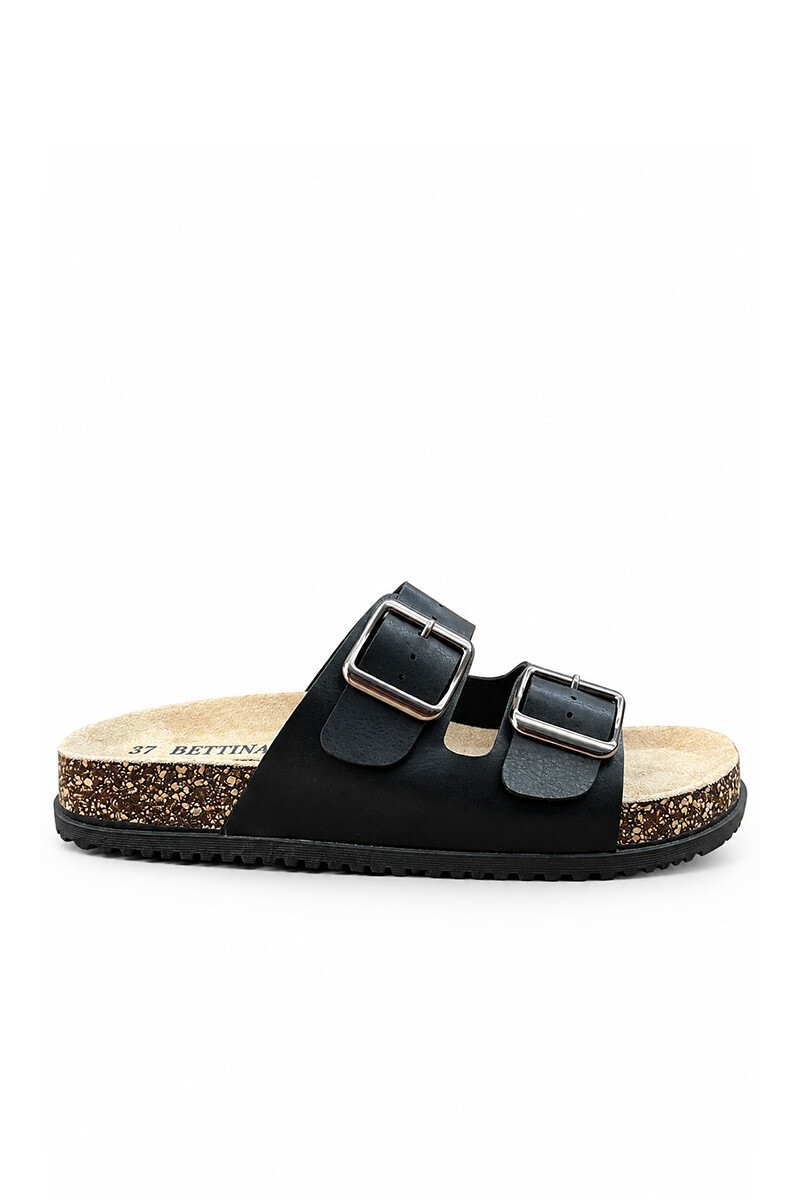 Sandalia Bettina BT103 dos hebillas Negro