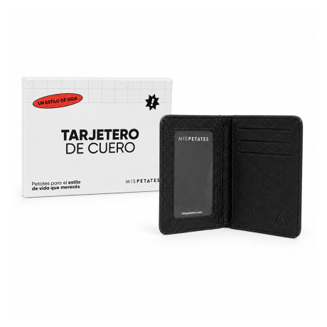 Tarjetero con visor de cuero 8x11cm Negro
