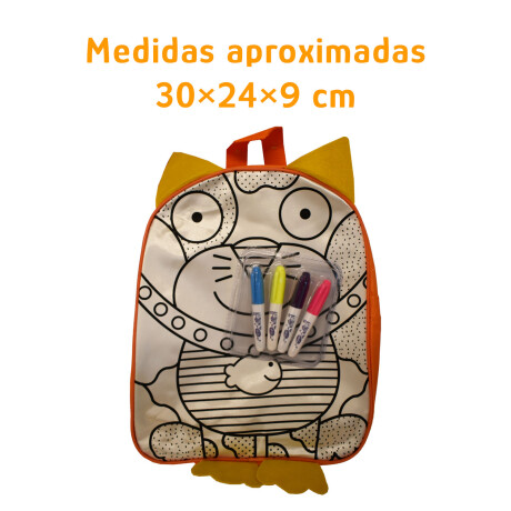 Mochila Creativa P/Pintar Infantil C/4 Marcadores 30×24×9cm Naranja/amarillo