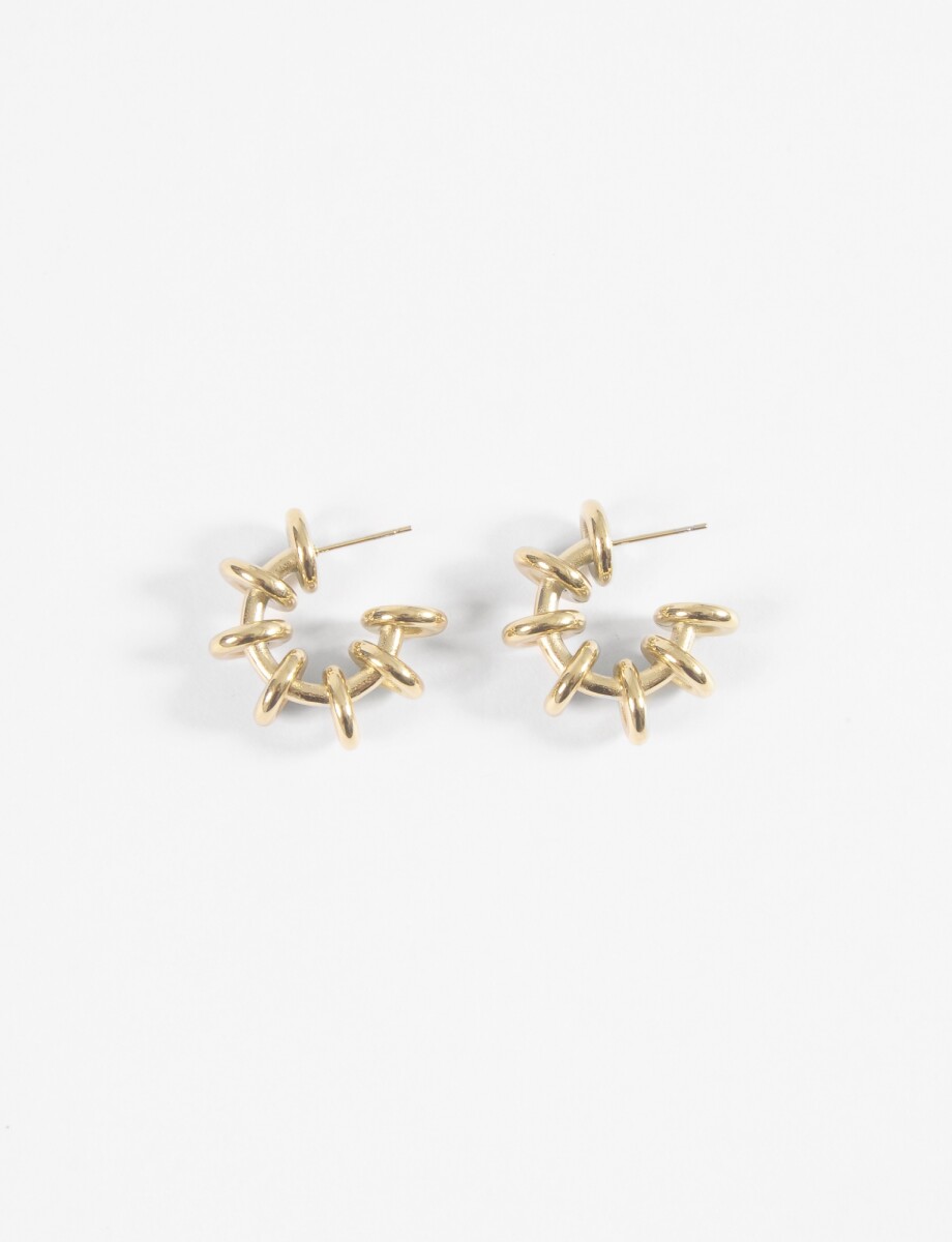 Aros acero con aritos - dorado 
