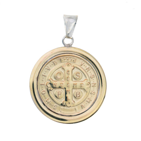 Medalla de plata 925 y double San Benito Medalla de plata 925 y double San Benito