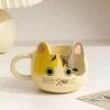 Taza gatito c/cuchara Amarillo marrón claro