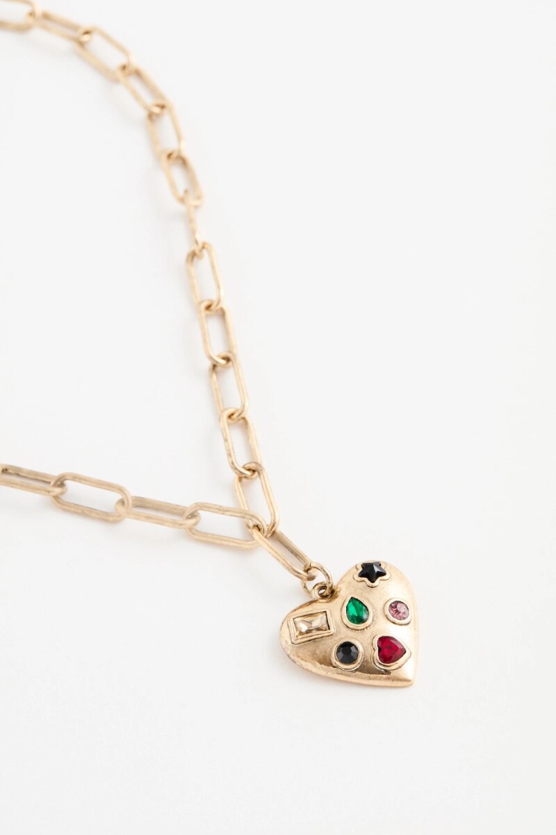 Collar Heart Multicolor Dorado