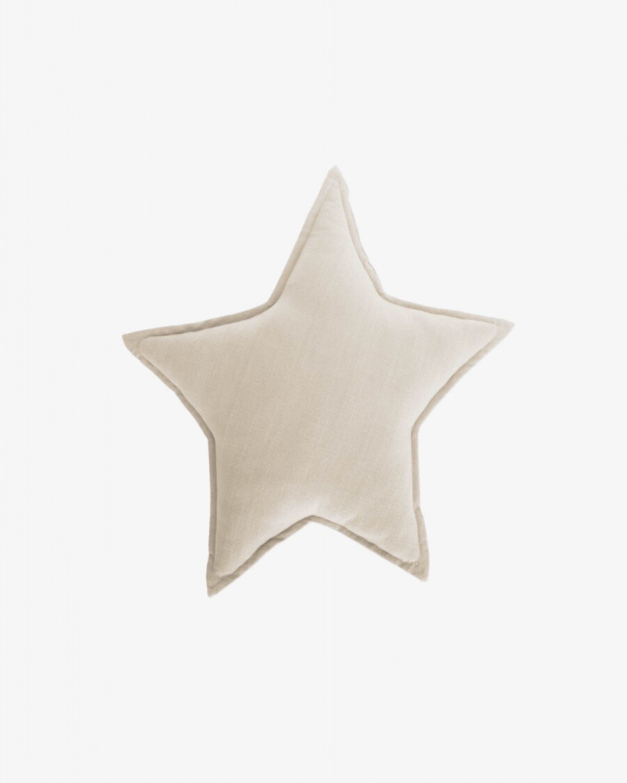 Almohadón estrella Noor 100% algodón orgánico (GOTS) beige 44 x 30 cm