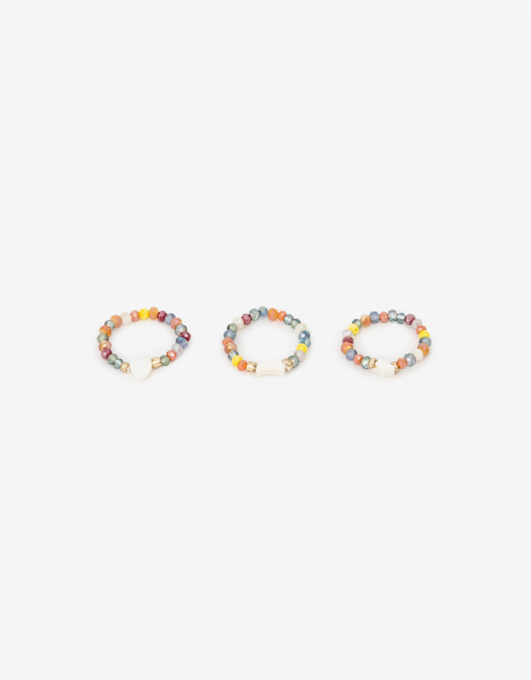 Sets Anillos Piedras Set De Anillos Elastizados - Combinacion Multicolor