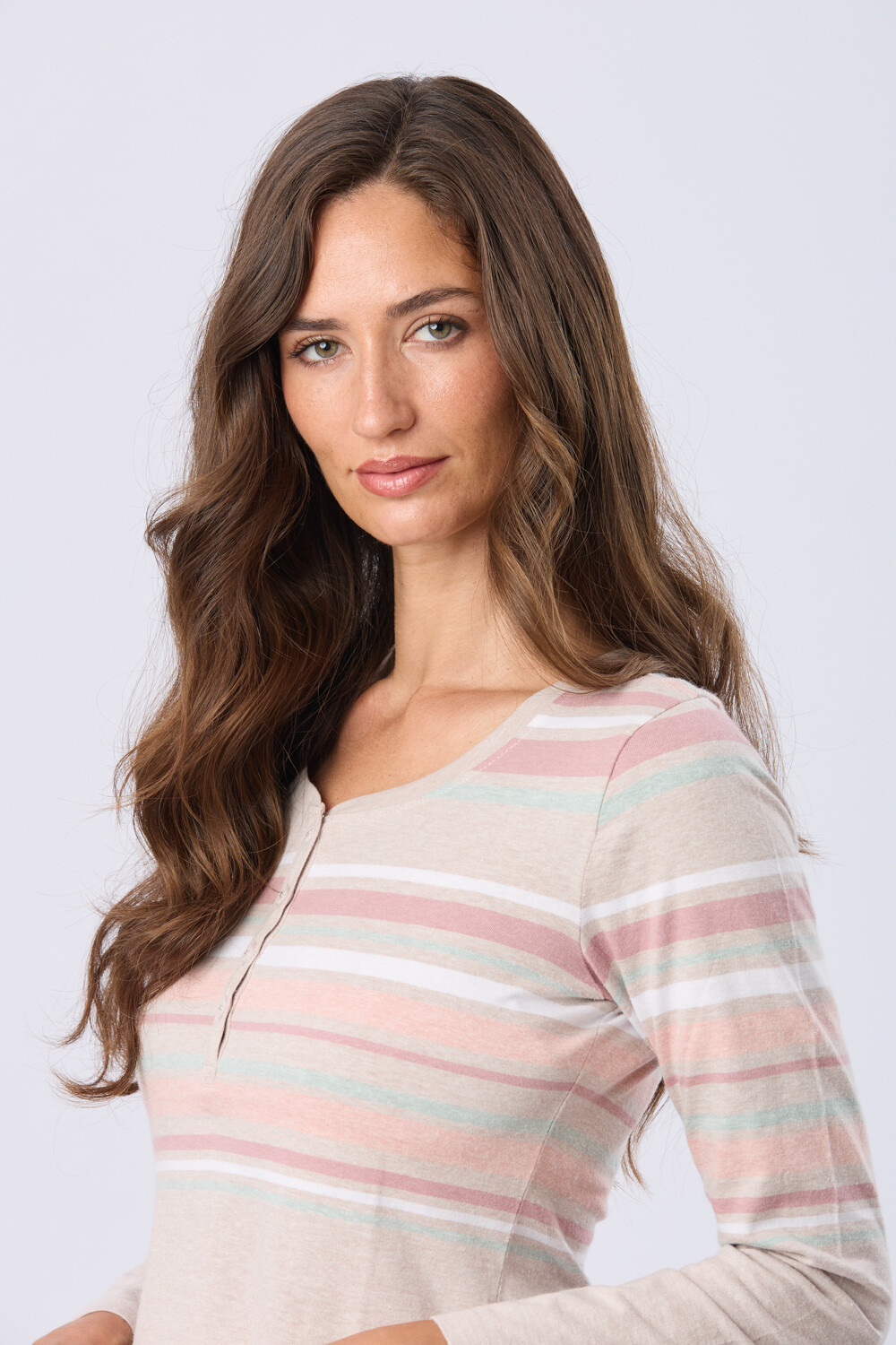 REMERA RAYADA DE ALGODÓN Beige