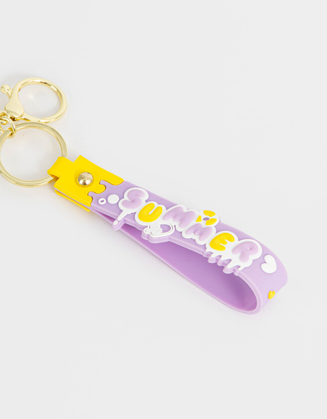 Llavero Lúdico Llavero Y Charm De Gatito En Burbuja - Violeta Lila