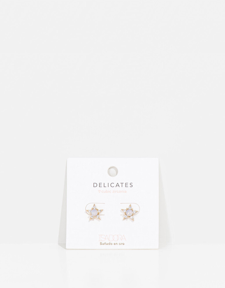 Aros Pasantes Strass Aros De Estrella Con Cubic - Dorado