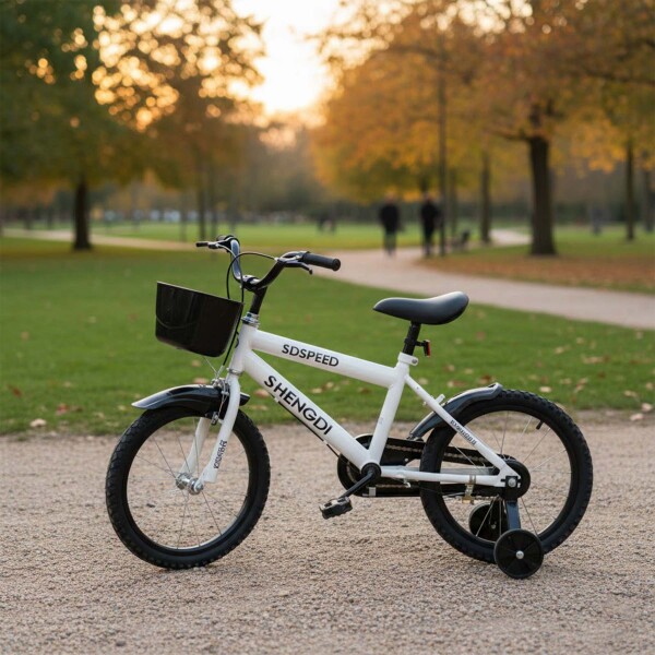 Bicicleta Infantil Shengdi R16 Canasto Parrilla Guardabarros Blanco 1