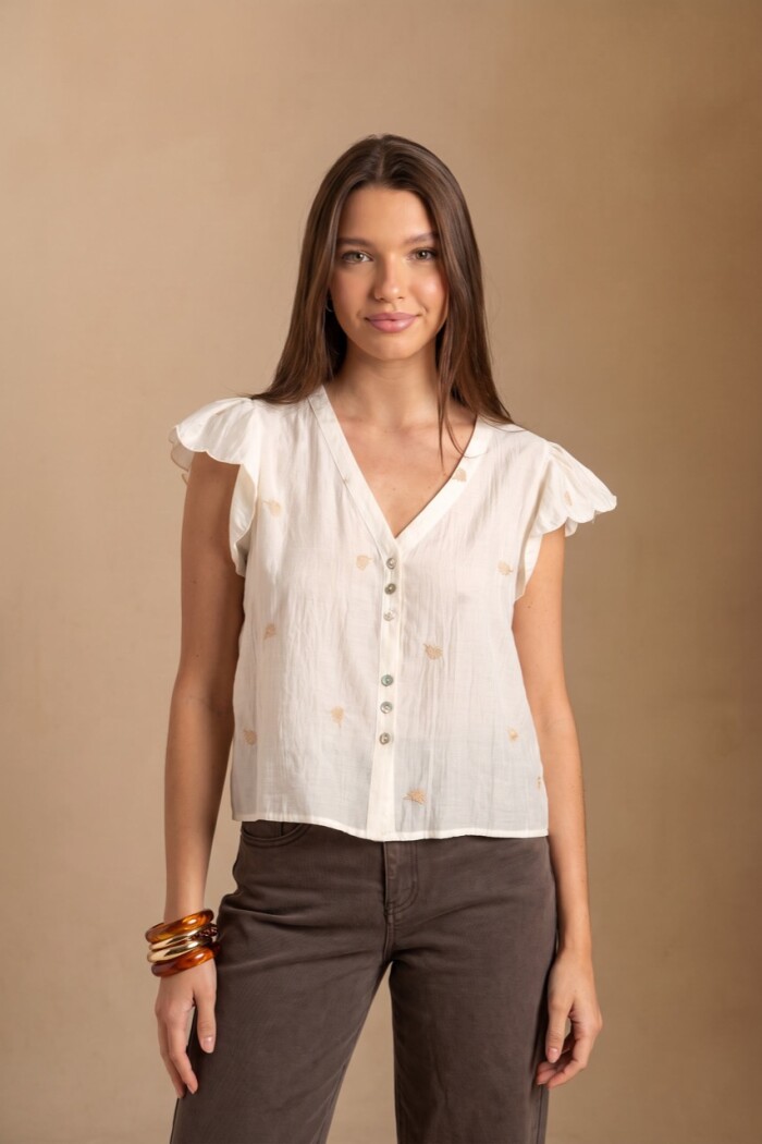 Blusa Bordada Nácar