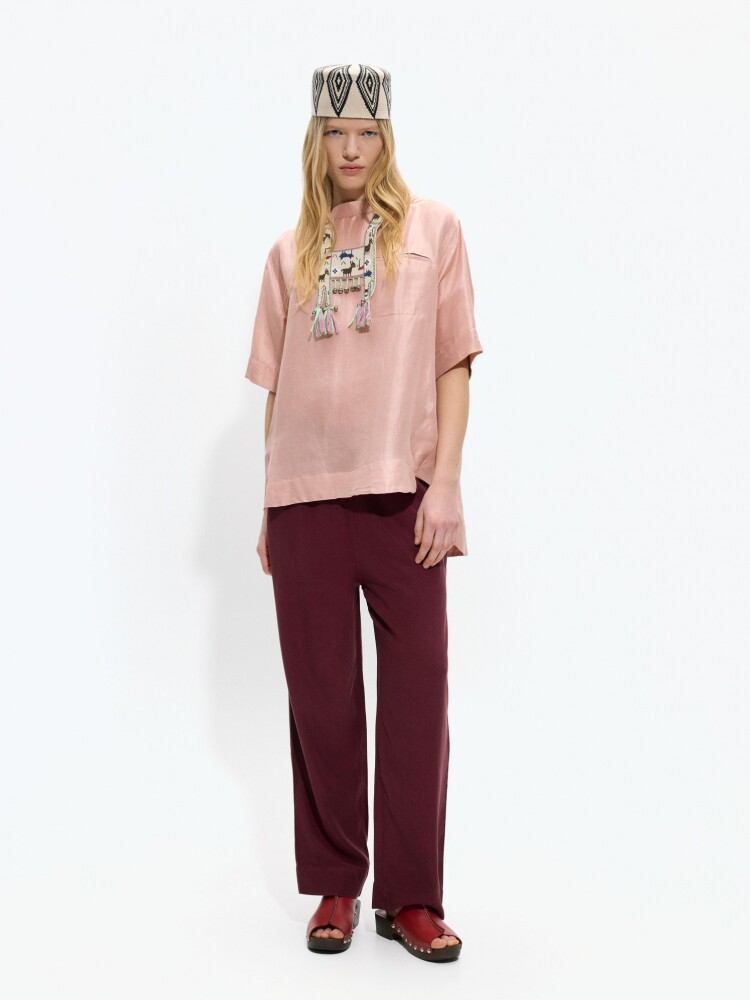 Pantalón Fluido 100% Lyocell burdeos