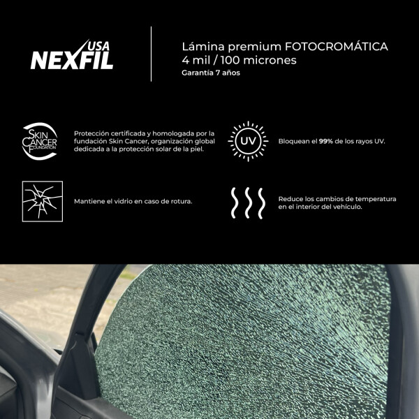Polarizado Premium Fotocromático Camioneta. Marca: Nexfil. 100 Micrones Polarizado Premium Fotocromático Camioneta. Marca: Nexfil. 100 Micrones