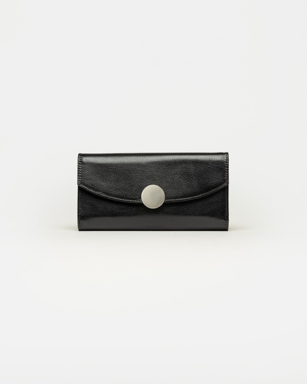 Billetera The Circle en cuero liso Negro