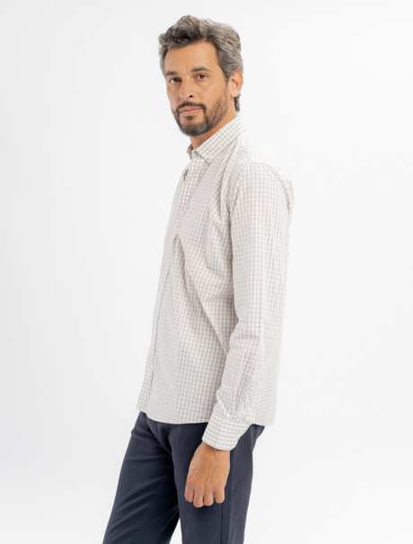 Camisa m/l Hudson beige/D3