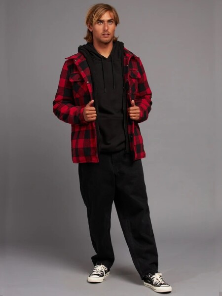 CAMISA RUSTY LACAZE ROJO NEGRO