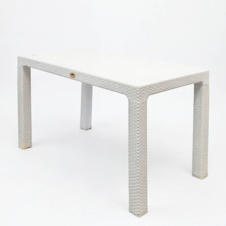 Mesa Comedor Exterior Jardín Rattan 150x90cm Armable Blanco