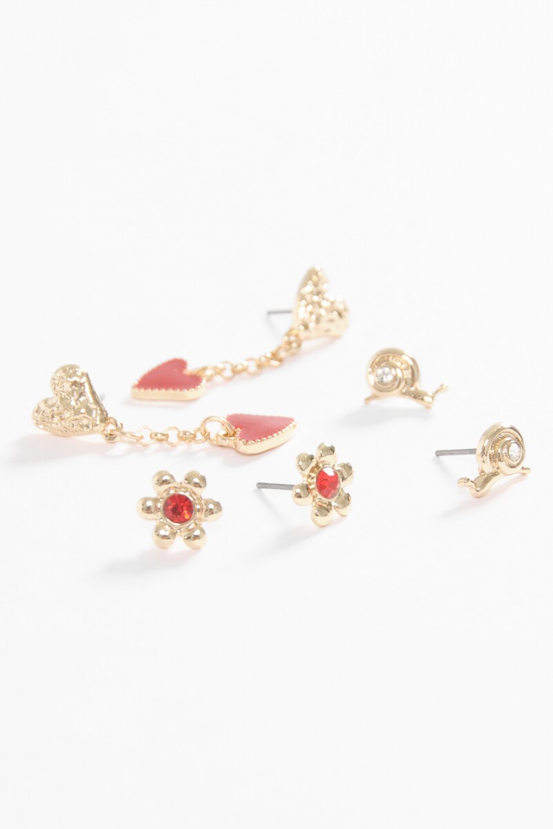 Set de caravanas pin caracol dorado