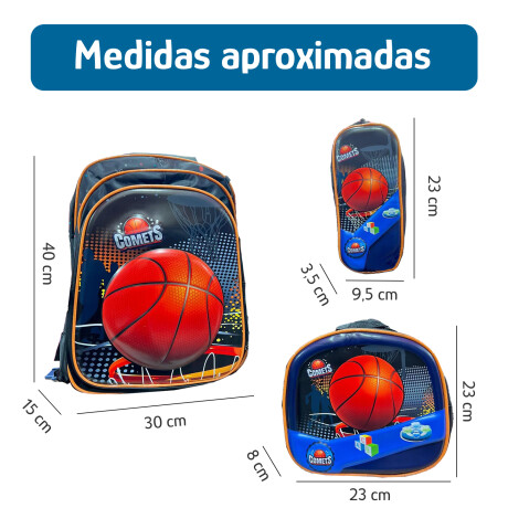 Set Escolar Mochila 3 Pzas + Soporte Regulable de Aluminio Azul Oscuro