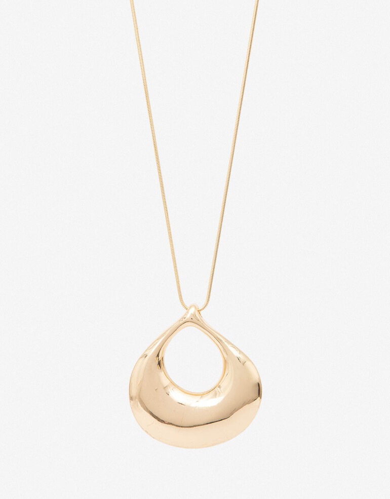 Collares Largos Metal Collar Con Dije Redondo - Dorado