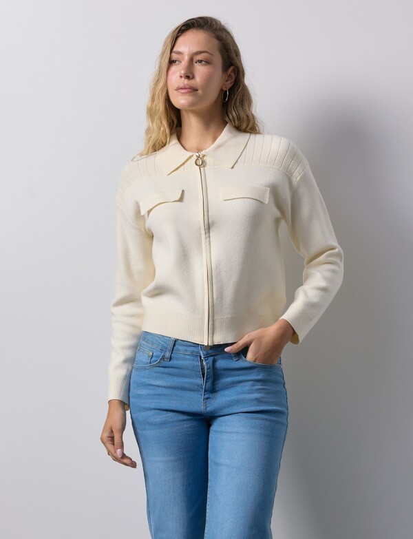 Cardigan Zip BEIGE CLARO