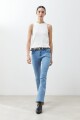 Jean bootcut Katy con detalle trenzado jean medio