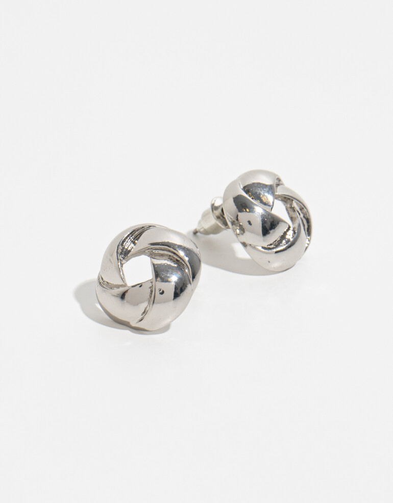 Aros Pasantes Metal Aros Con Textura - Plateado Rodio